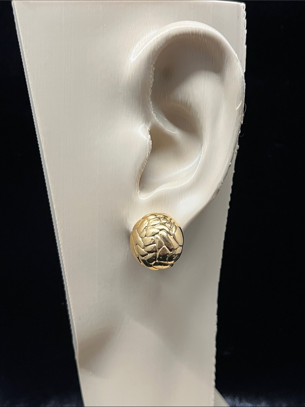 Vintage Monet Textured Round Clip On Earrings Gold Tone